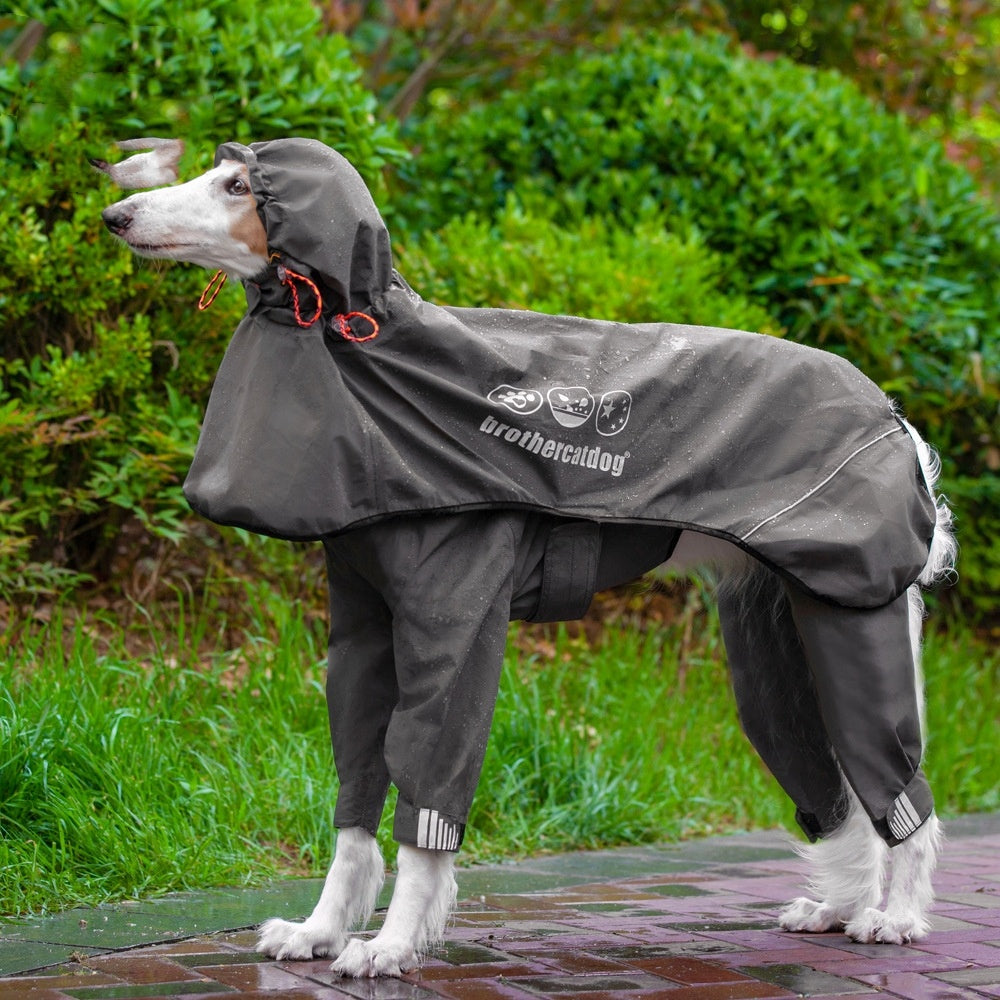 Adjustable Dog Raincoat All-inclusive Medium Large Dog Adhesive Four-leg Hooded Poncho