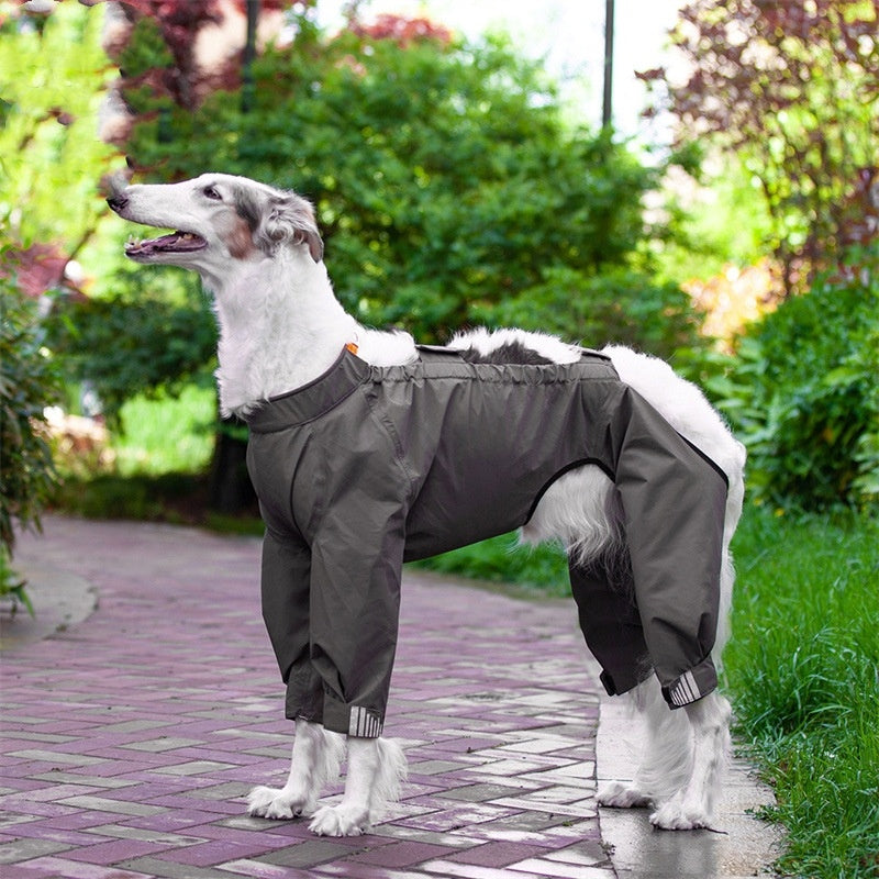 Adjustable Dog Raincoat All-inclusive Medium Large Dog Adhesive Four-leg Hooded Poncho