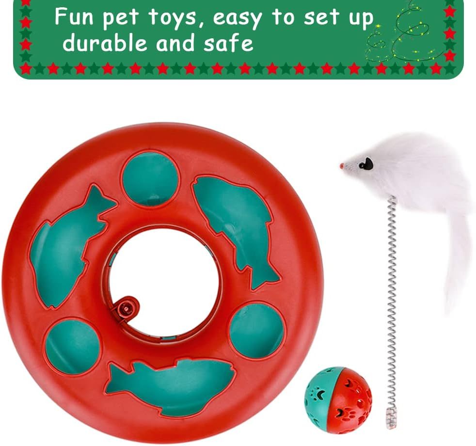 Cat Toys Cat Toys For Indoor Cats Interactive Kitten Toys Roller Tracks With Catnip Spring Pet Toy With Exercise Balls Teaser Mouse