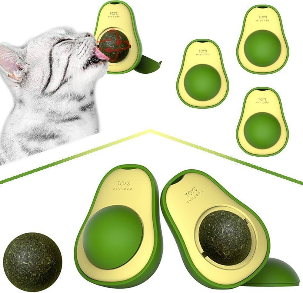 Cute Avocado Catnip Toys Cat Teeth Cleaning Toy Cat Supplies Catnip Mini Cat Treat Toys Interactive Pet Toys Pet Products Pet Avocado Ball Cute Funny Mint Cleaning Teeth Toy For Cat Supplies